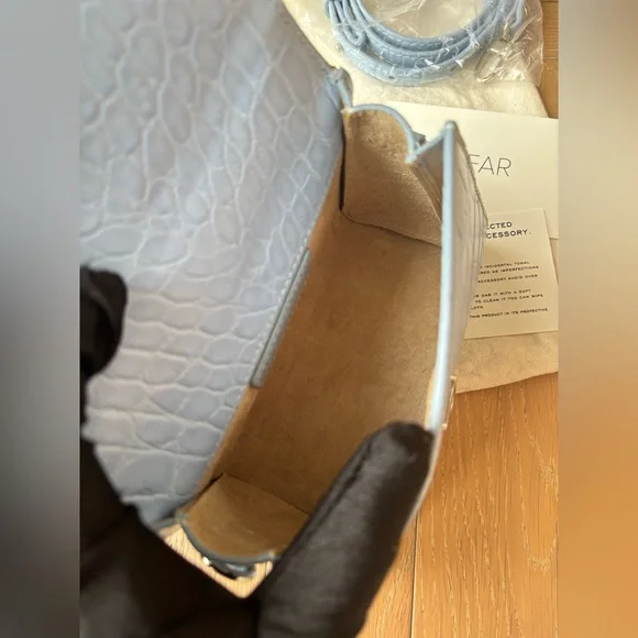 BY FAR Mini Sky Blue Croco Embossed Leather Bag